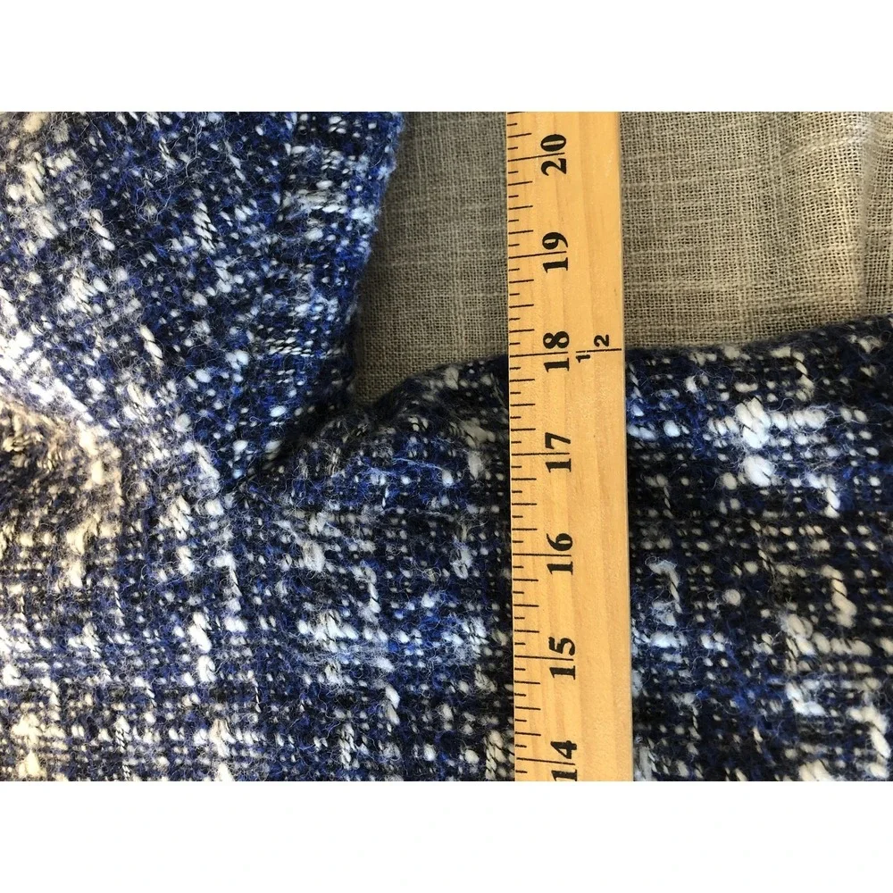 J Crew Jacket Womens 0 Blue White Wool Blend Mock Neck Tweed Bouclé Coat Lined